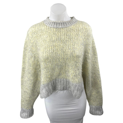 Topshop Twist Deep Yellow Gray Colorblock Long Sleeve Crew Neck Sweater Top 4/6