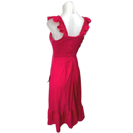 NEW Lulus Red Sleeveless Ruffle Cami Camisole Tank Ruched Midi Dress Size S