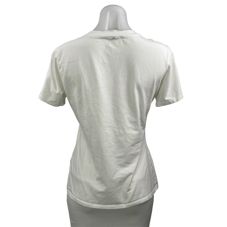 Sportmax Women's White Crew Neck Short Sleeve Basic T Shirt Tee Top Size M