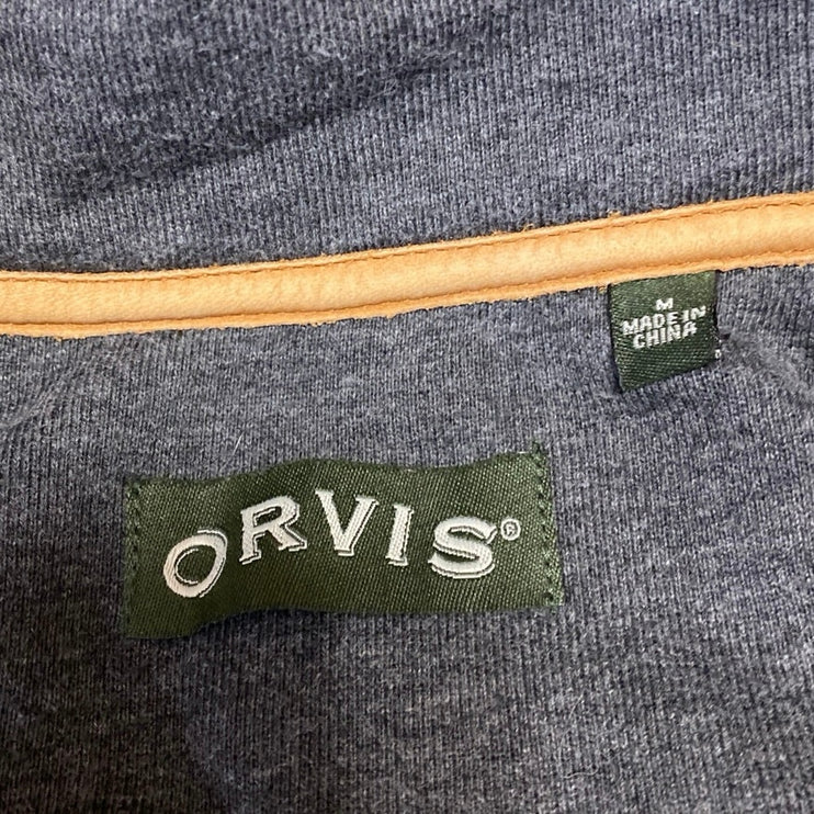 Orvis Brighton Mens Gray Yellow Quarter Zip Long Sleeve Sweatshirt Sweater Top M