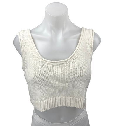 & Other Stories Women's Cream White Sleeveless Knit Crop Sweater Vest Tank Top M