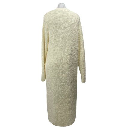 Skims Cream Long Sleeve Fleece Pocket Open Longline Cardigan Sweater Top Sz L/XL