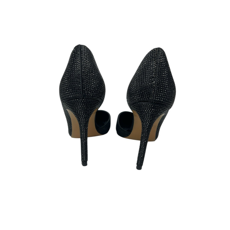 Mango MNG Black Rhinestone Pointed Toe Slip On Stiletto Heels Pump Shoes Sz 8.5