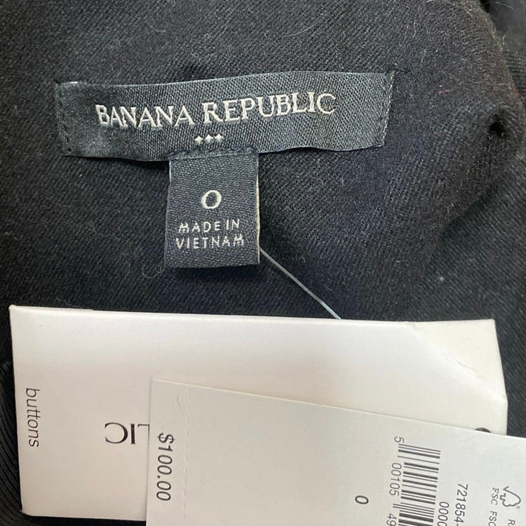 NEW Banana Republic Black Sleeveless Button Up Blazer Vest Crop Tank Top Size 0