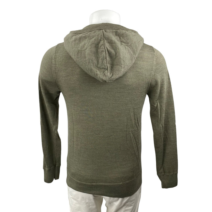 Allsaints 100% Wool Green Embroidered Long Sleeve Hooded Sweatshirt Jacket Sz M