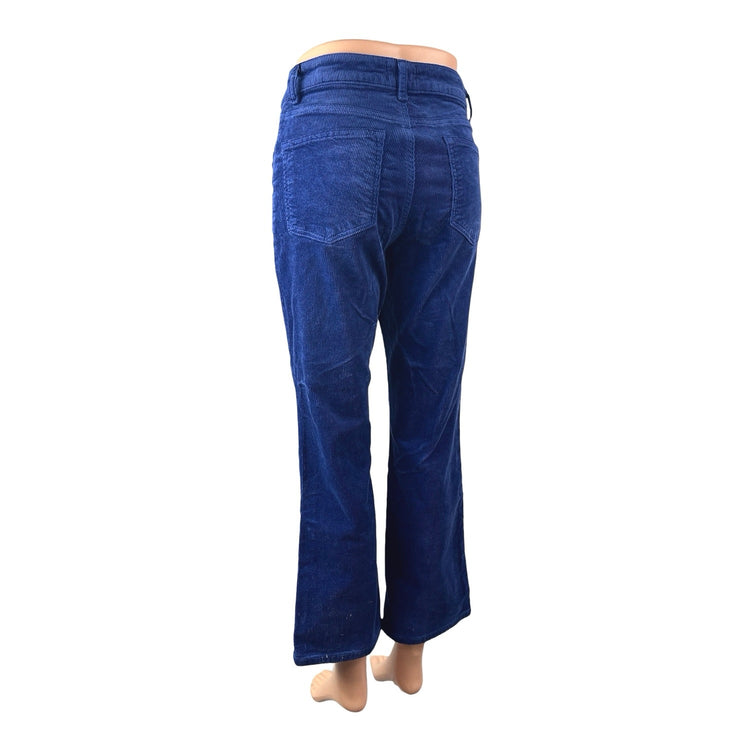 Anthropologie Pilcro Blue Corduroy High Waisted Flared Bootcut Trousers Pants 28