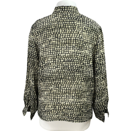 Josephine Chaus Black Gray Stone Brick Long Sleeve Button Down Shirt Top Size 16