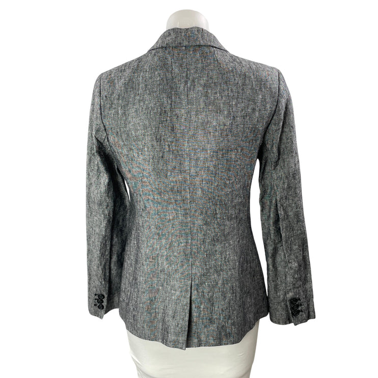 J By J.Crew Women's Gray Long Sleeve Peak Lapel Pocket Blazer Coat Jacket Size 4