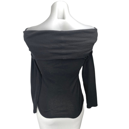 Zara Women's Black Off The Shoulder Long Sleeve Sweater Knit Blouse Top Size L