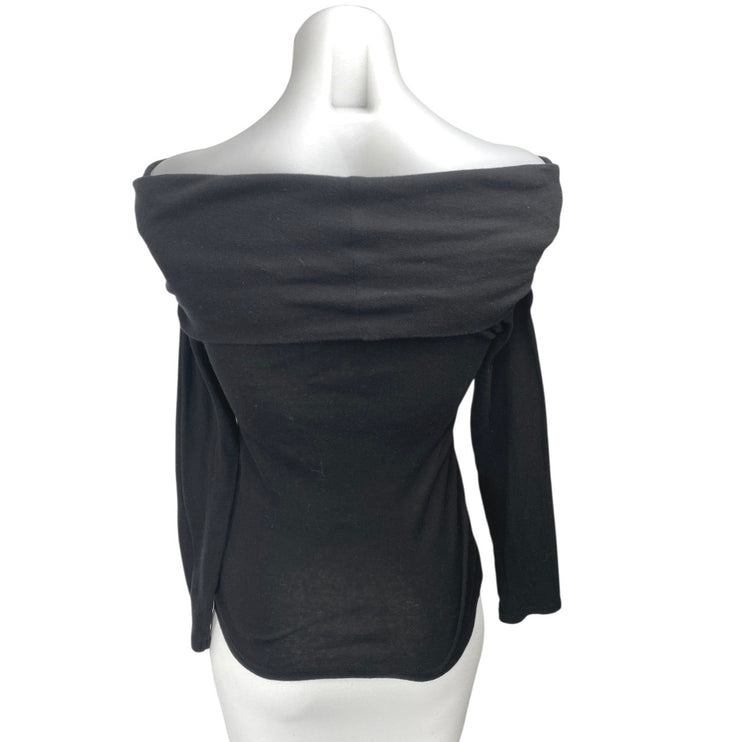 Zara Women's Black Off The Shoulder Long Sleeve Sweater Knit Blouse Top Size L