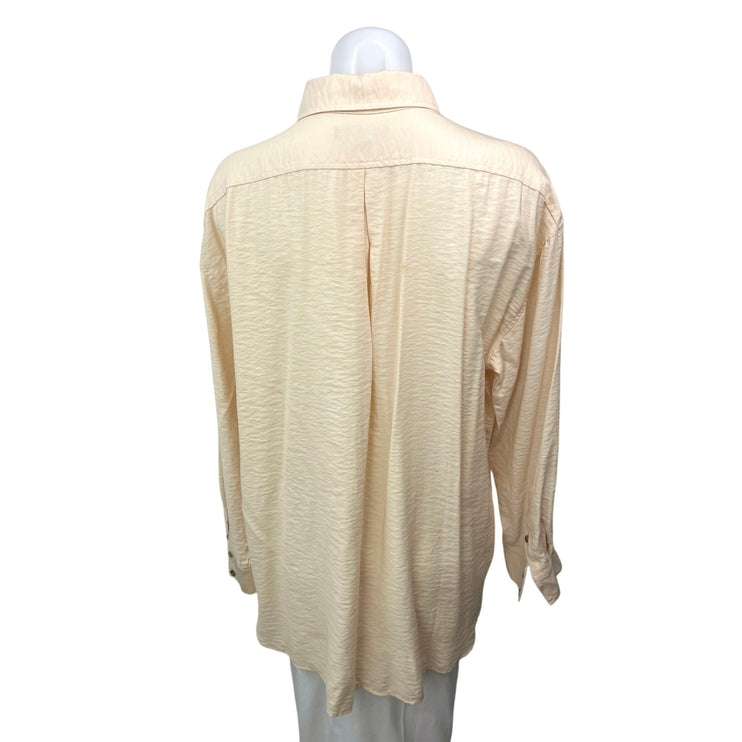 Banana Republic Women's Cream Button Up Long Sleeve Pockets Shirt Blouse Top M