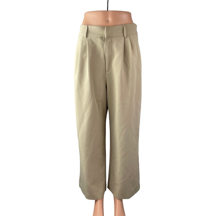 Abercrombie & Fitch Women's Beige Pleated High Rise Wide Leg Trousers Pants M