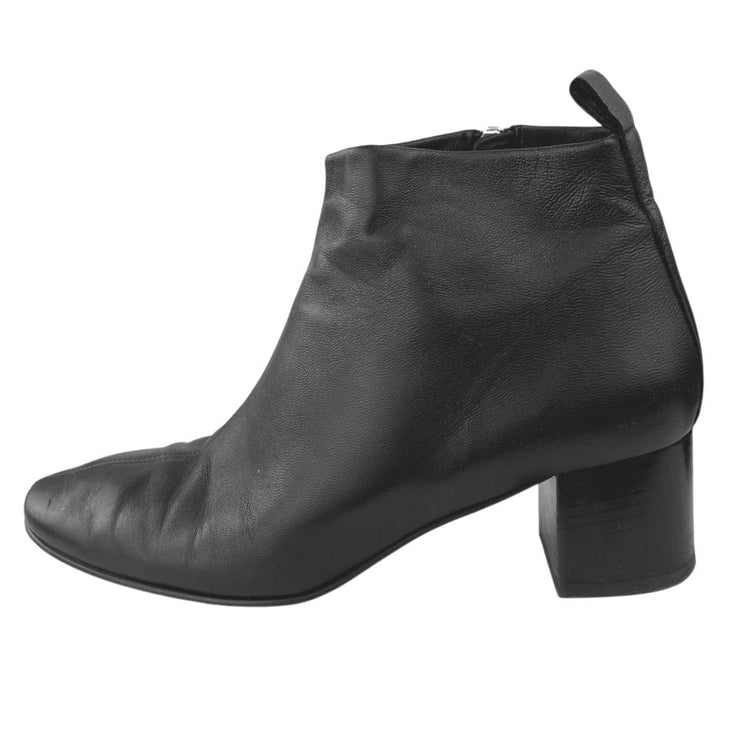 Everlane Women's Black Leather Block Heel Side Zip Round Toe Boots Size 6.5