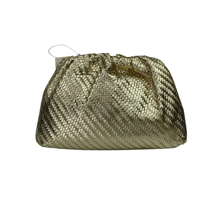 NEW Anthropologie Maeve Frankie Gold Woven Detachable Strap Mini Clutch Purse