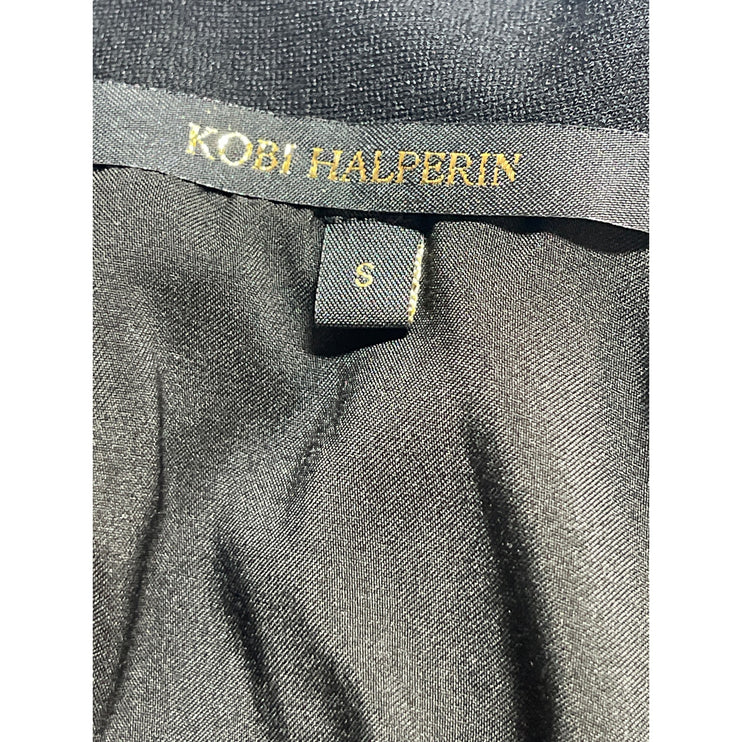 Kobe Halperin Black Draped V Neck Sleeveless Wrap Mini Tank Sheath Dress Size S