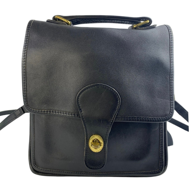 Coach Vintage 5130 Willis Station Black Leather Turn Lock Crossbody Shoulder Bag