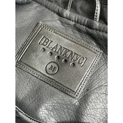 BlankNYC Black Faux Leather Vegan Long Sleeve Motorcycle Biker Coat Jacket Sz M