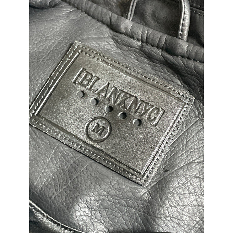 BlankNYC Black Faux Leather Vegan Long Sleeve Motorcycle Biker Coat Jacket Sz M