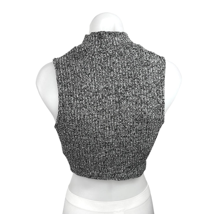 Silence + Noise Dark Gray Heathered Turtleneck Sleeveless Crop Sweater Top Sz M