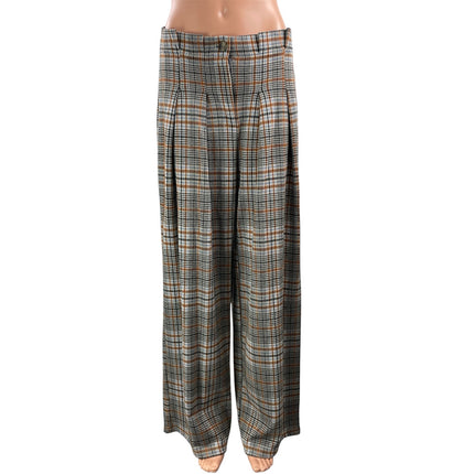 Maeve by Anthropologie Multicolor Plaid Check Pleated Wide Leg Trouser Pants 6