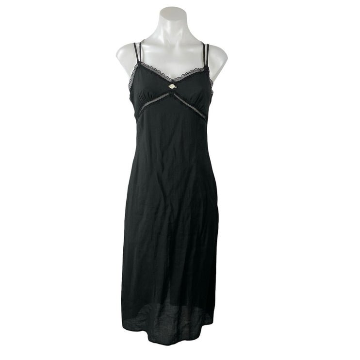 L.A. Hearts Black Lace Sleeveless V Neck Cami Camisole Slit Midi Slip Dress Sz S