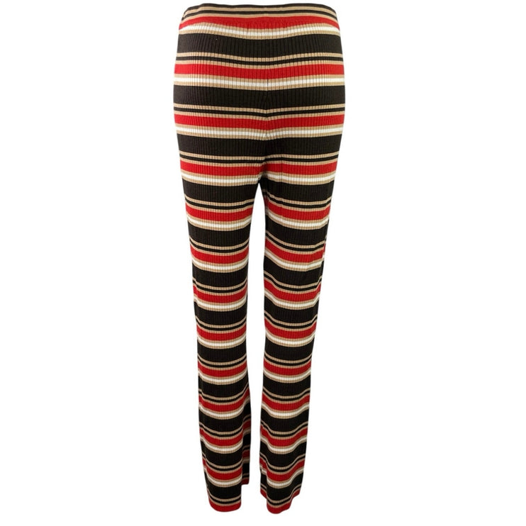 Uniqlo x Marini Red Striped Wool Ribbed Knit High Rise Semi Flare Pants Size L