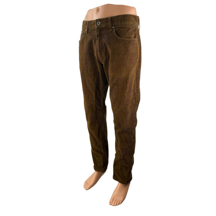 J.Crew 484 Slim Fit Mens Brown Corduroy Mid Rise Straight Trousers Pants Size 32