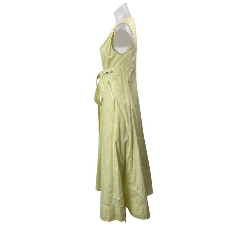 3.1 Phillip Lim Yellow Sleeveless V neck Tie Waist Pleated A Line Midi Dress 2