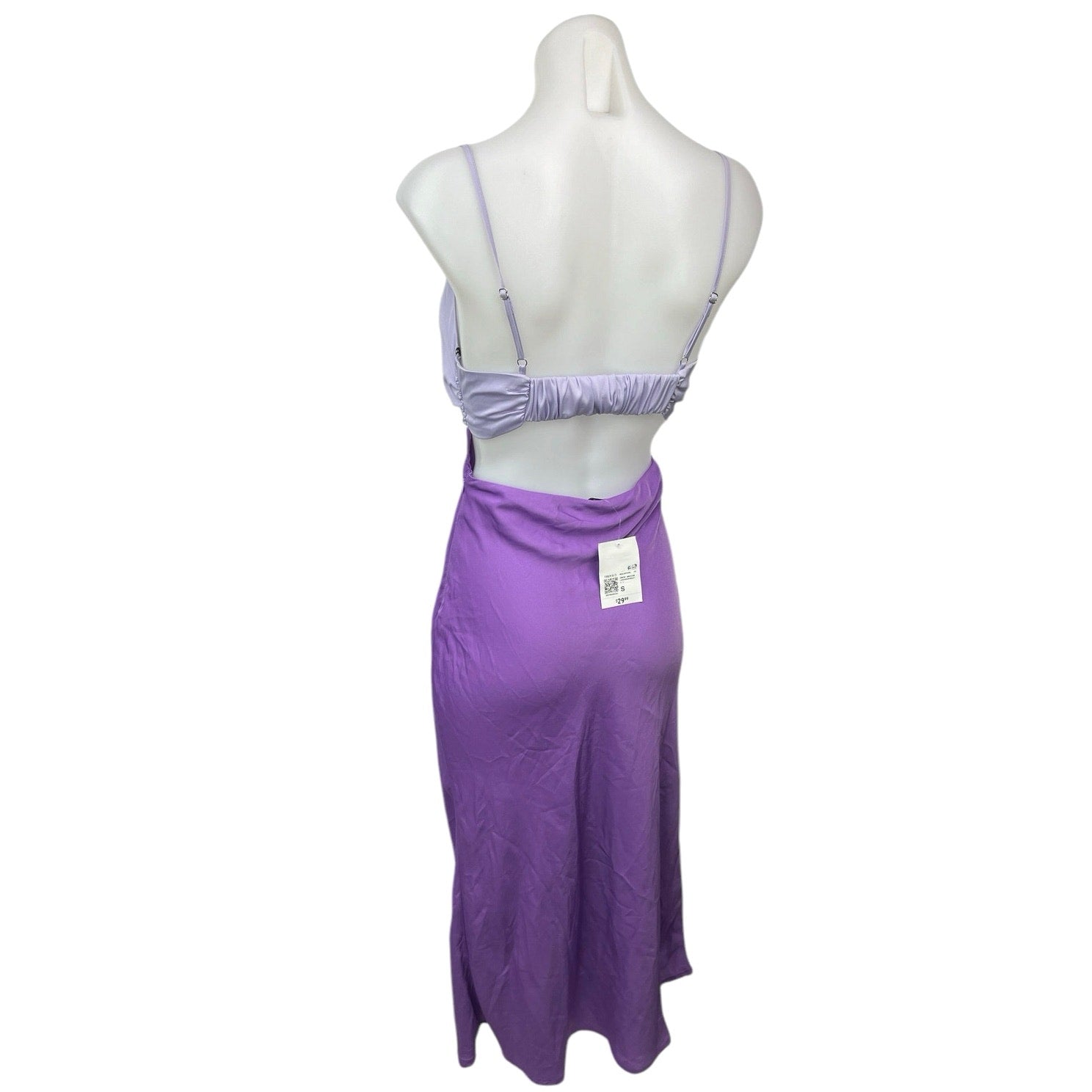 NEW Forever 21 Purple Silk Satin Colorblock Twisted Cutout Midi Bodyco Brie NEW Forever 21 Purple Silk Satin Colorblock Twisted Cutout Midi Bodyco Brie