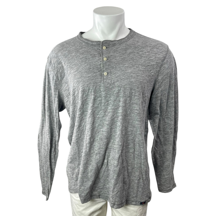 Faherty Men's Gray Long Sleeve Crewneck Basic Henley T Shirt Tee Top Size XL