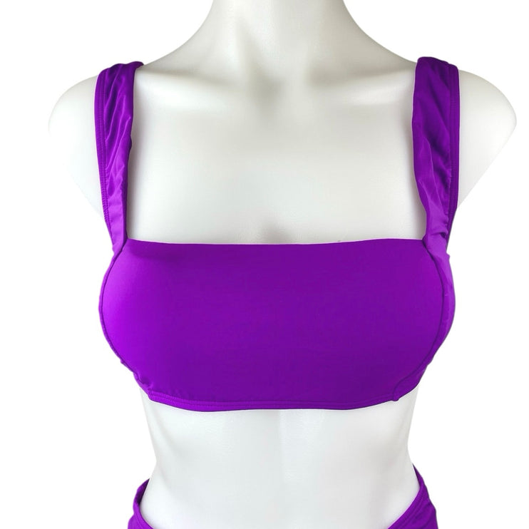Agua De Coco Puple Square Neck Two Piece Beach Swimsuit Swimwear Bikini Set M