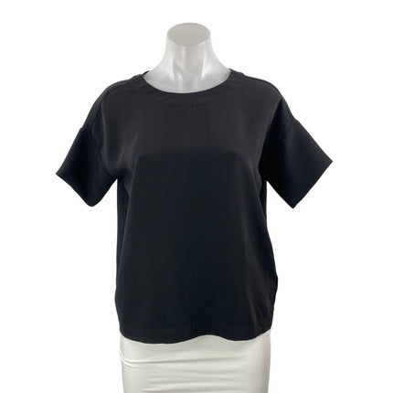 Madewell Crepe Premium Bow Back Black Short Sleeve T Shirt Blouse Top Size XXS