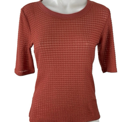 Anthropologie Pilcro Women's Rust Brown Knit Short Sleeve Sweater Top Size M
