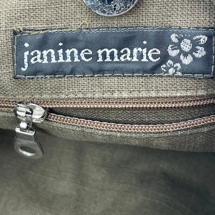 Janine Marie Green Rib Crossbody Y2k Boho Floral Belted Bucket Hobo Handbag OS