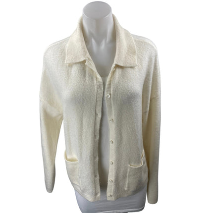 Abercrombie & Fitch White Button Down Long Sleeve Knit Collar Cardigan Sweater M