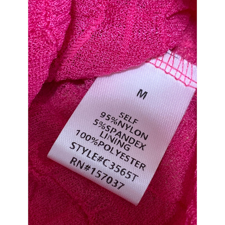 Et Clet Women's Pink Crinkled Sleeveless V Neck Cropped Tank Cami Camisole Top M