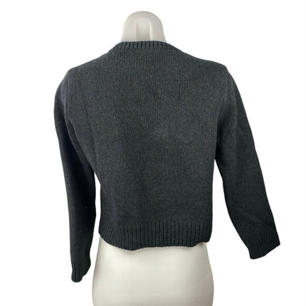 Zara Women's Gray Black Button Up Long Sleeve Knit Crop Cardigan Sweater Top S