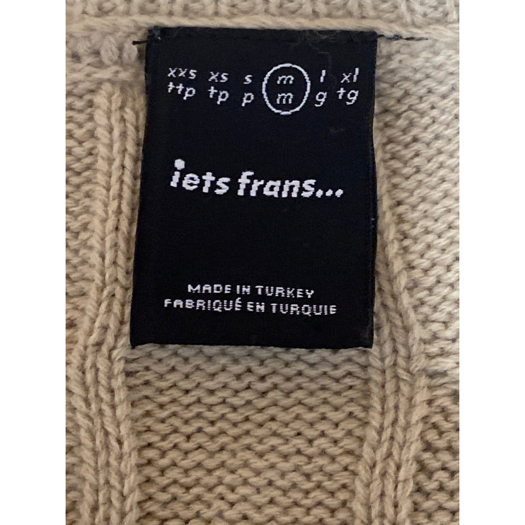 Iets Frans Women's Tan Beige Khaki Cable Knit V Neck Tank Sweater Vest Top M