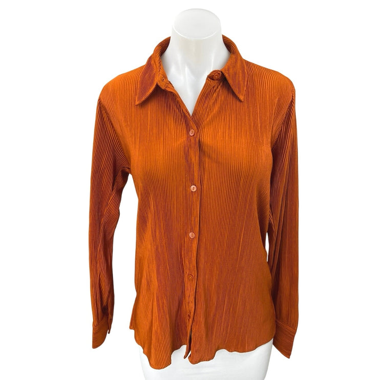 NEW Abercrombie & Fitch Rust Brown Corduroy Long Sleeve Button Down Shirt Top S