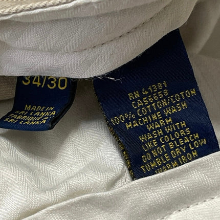 Polo Ralph Lauren Mens Tan High Rise Straight Chino Khaki Trouser Pants Sz 34/30