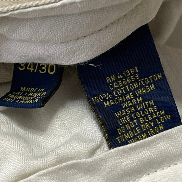Polo Ralph Lauren Mens Tan High Rise Straight Chino Khaki Trouser Pants Sz 34/30