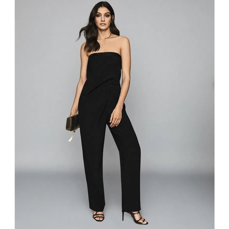 Reiss Toni Silk Satin Trimmed Strapless Tube Sleeveless Bandeau Jumpsuit Size 2