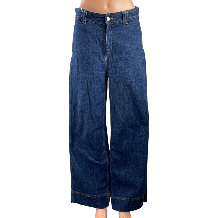 & Other Stories Blue Dark Wash Mid Rise Wide Leg Baggy Denim Jeans Pants Size 36