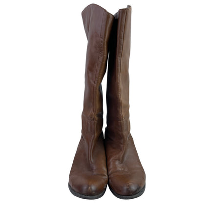 Franco Sarto Womens Brown Leather Zip Up Almond Toe Knee-High Tall Boots Size 10