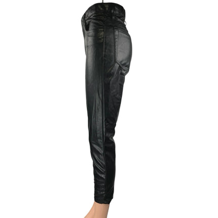 Abercrombie & Fitch Black Vegan Faux Leather Skinny High Rise Trousers Pants 4