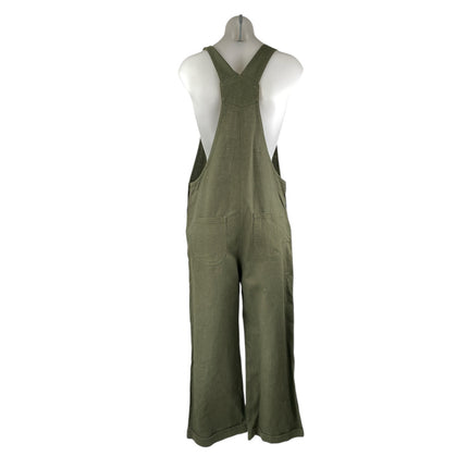 Aqua 100% Linen Women's Green Sleeveless Wide Leg Overall Romper Jumpsuit Size S