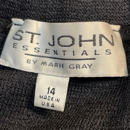 NEW St. John Marie Gray Black Knit High Waist Pleated Knee Length Skirt Size 14