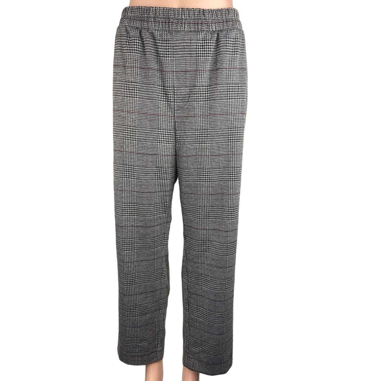 A New Day Gray Plaid High Rise Straight Leg Elastic Waist Pull On Ankle Pants XL