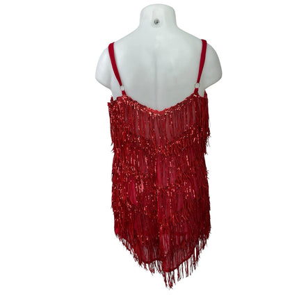 Fashion Nova After Party Red Sleeveless Cami Camisole Sequin Mini Dress Size 2X