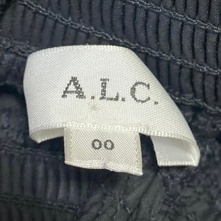 ALC Women's Black V-Neck Short Puff Sleeve Elastic Hem Cropped Blouse Top Size 0